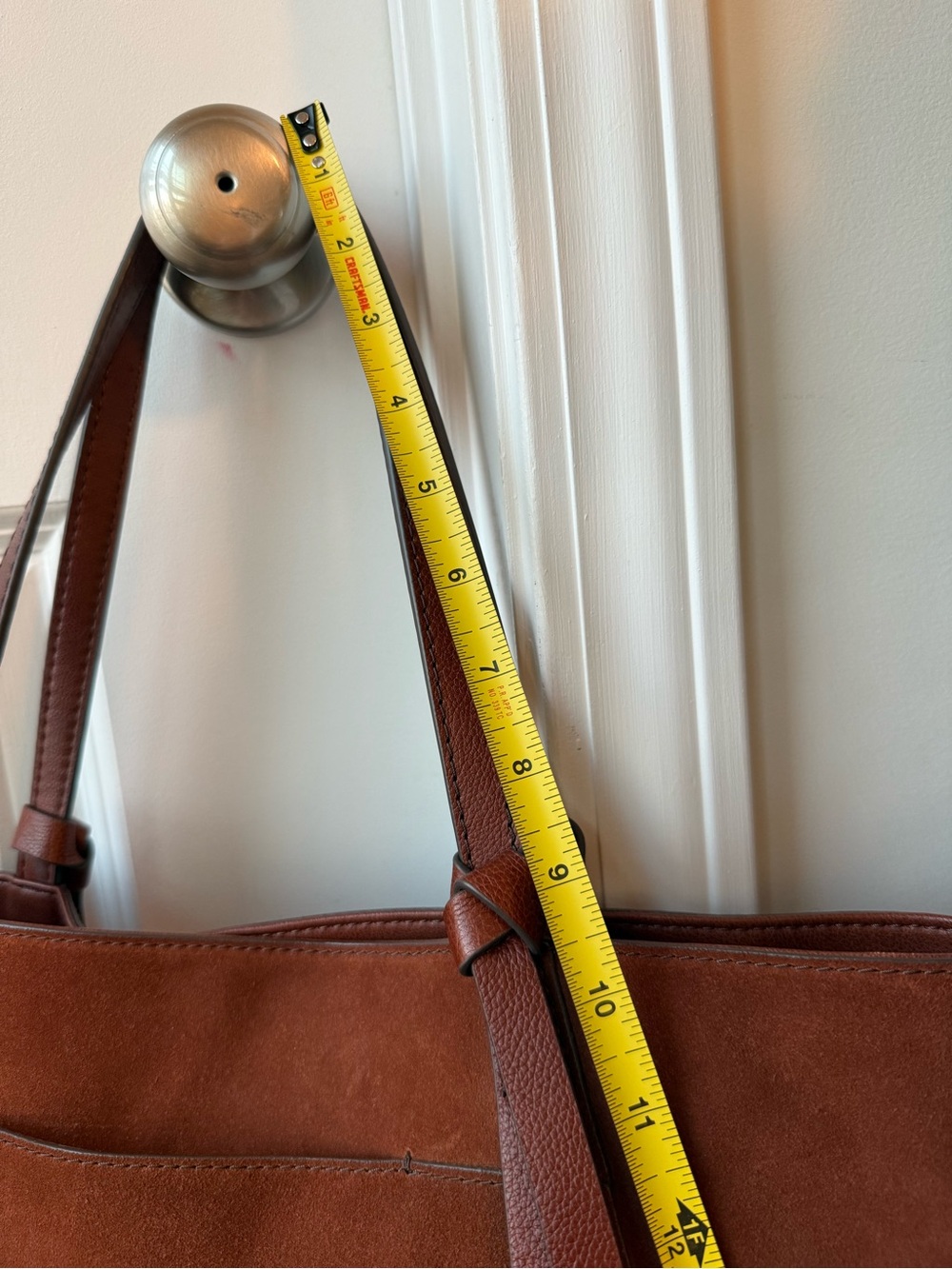 Fossil Suede Tote Bag in Chestnut Brown - Picture 13 of 15